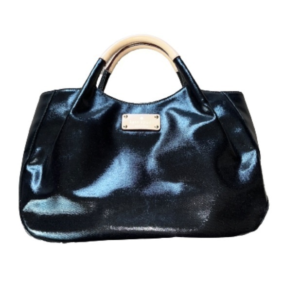 Kate Spade Fulton Street Black With Tan Leather Satchel Handbag